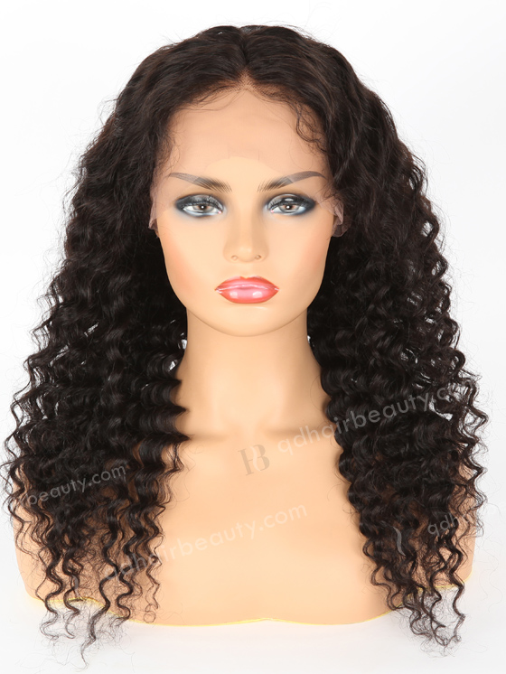 In Stock Indian Remy Hair 20" Deep Curl Natural Color Lace Front Wig SLF-01251